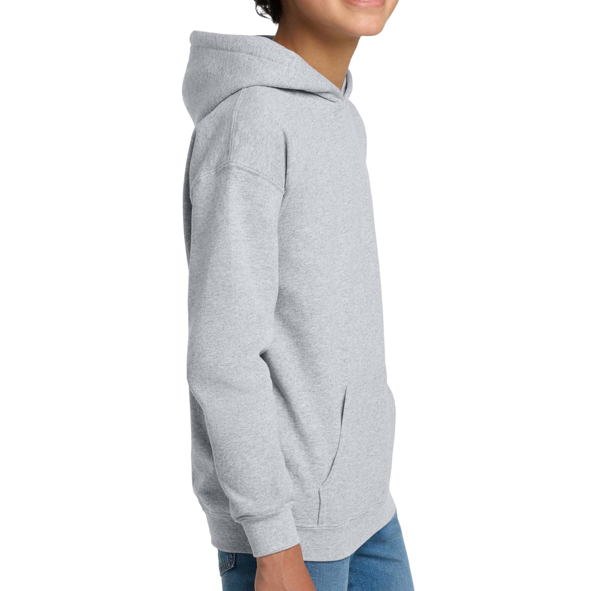 Gildan 18500B custom hoodie in ash grey, right side view