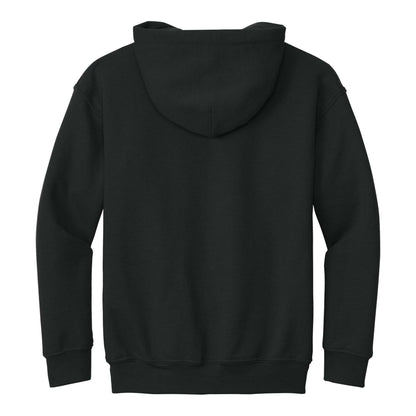 Gildan 18500B custom hoodie in black, back view