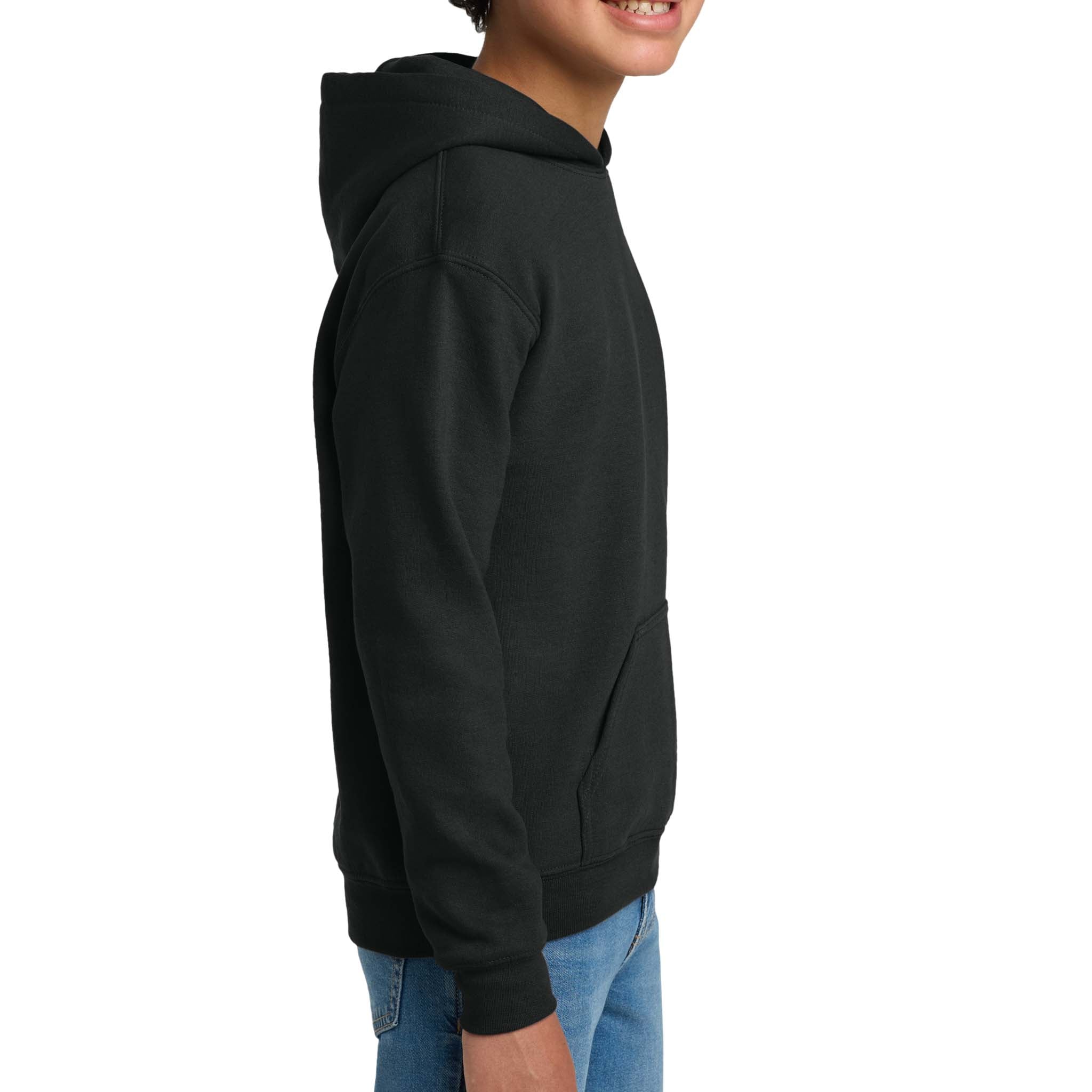 Gildan 18500B custom hoodie in black, right side view