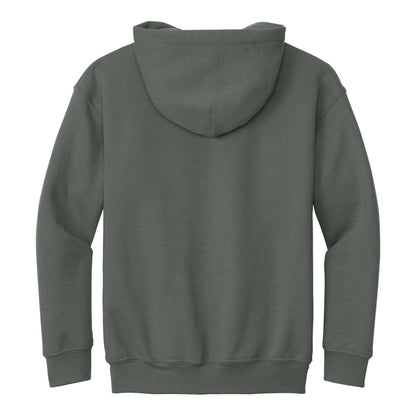 Gildan 18500B custom hoodie in charcoal, back view