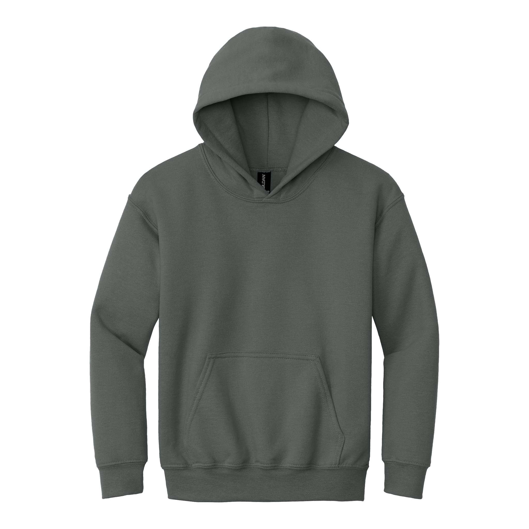 Gildan 18500B custom hoodie in charcoal, front view
