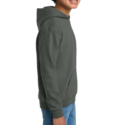 Gildan 18500B custom hoodie in charcoal, right side view
