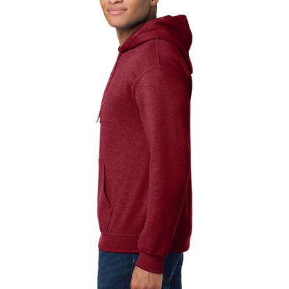 Gildan 18500 custom hoodie in antique cherry red, left side view