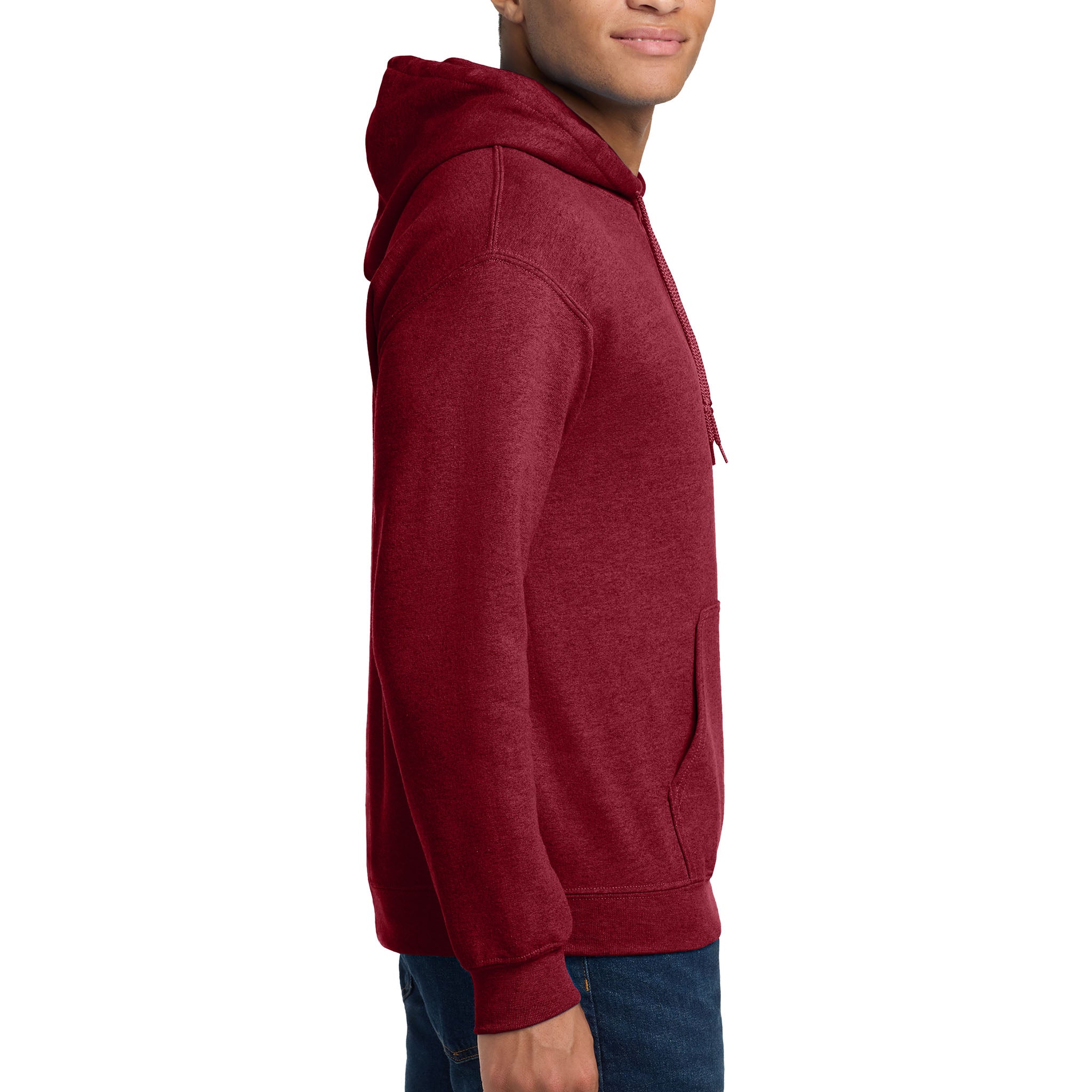 Gildan 18500 custom hoodie in antique cherry red, right side view