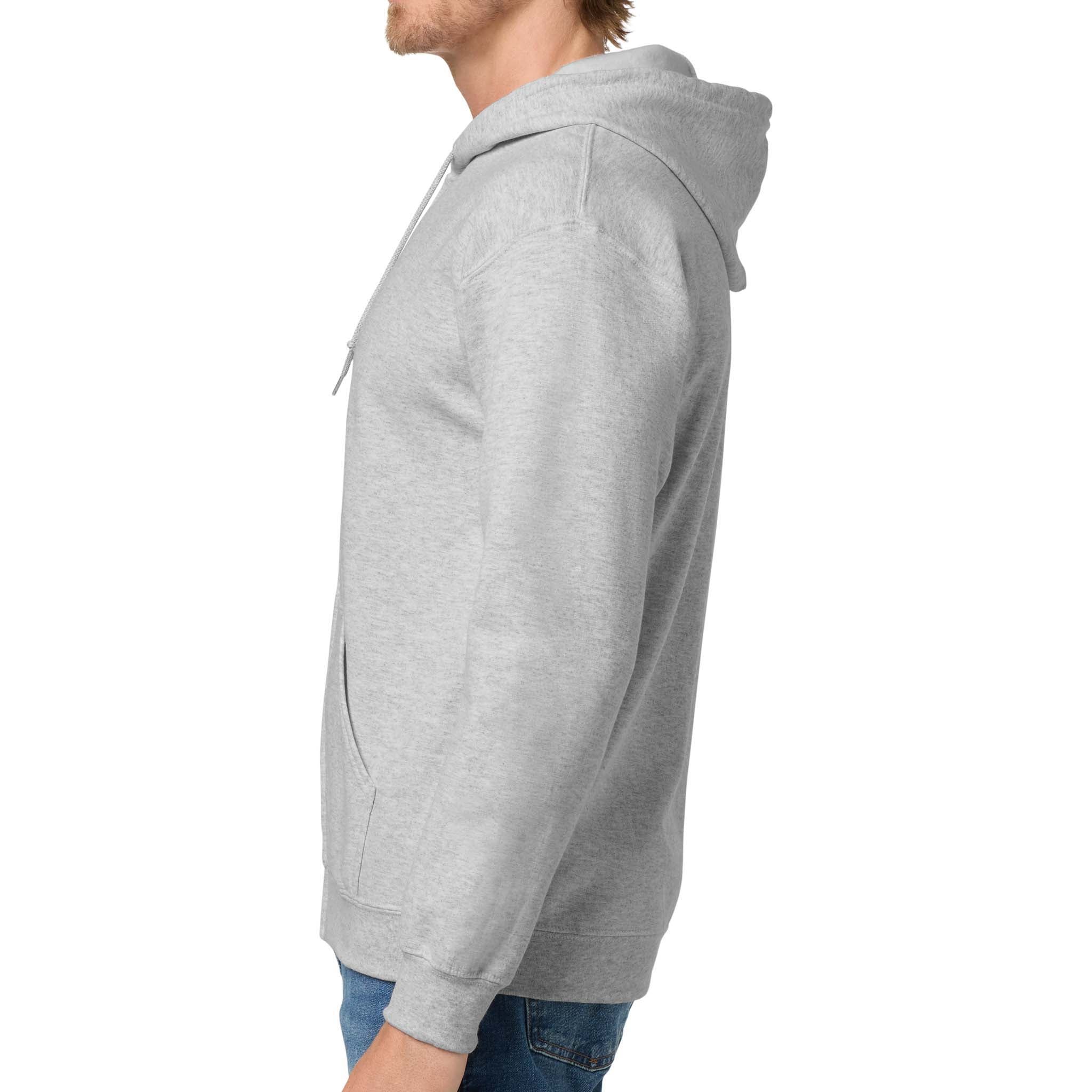Gildan 18600 custom full-zip hoodie in ash, left side view
