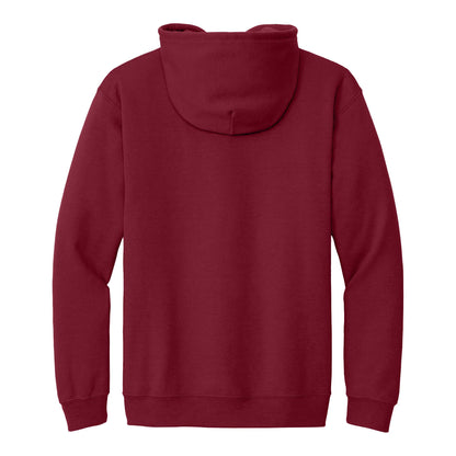 Gildan 18600 custom full-zip hoodie in cardinal red, back view