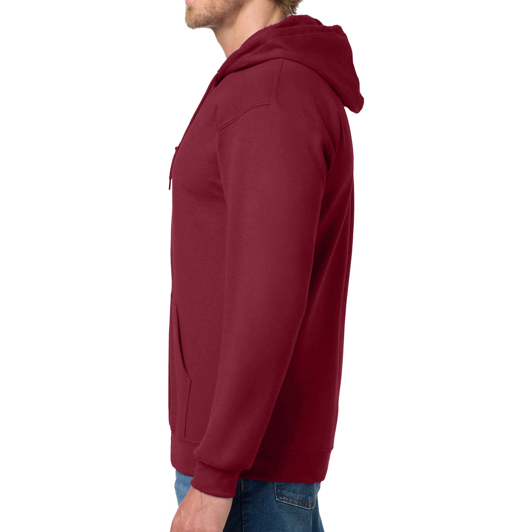 Gildan 18600 custom full-zip hoodie in cardinal red, left side view