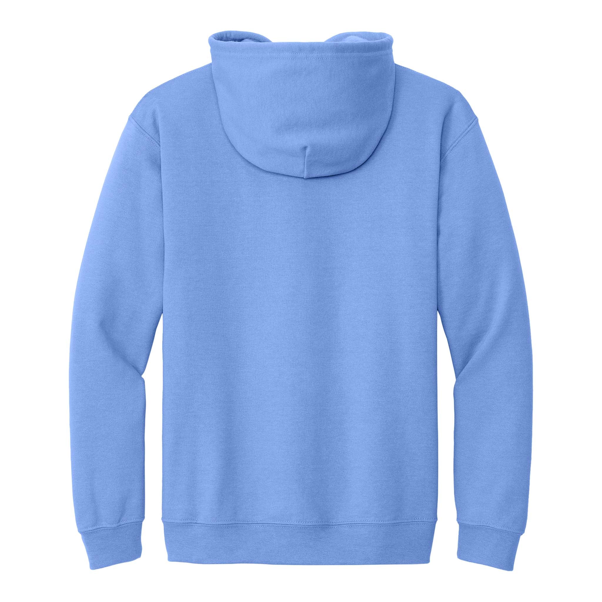 Gildan 18600 custom full-zip hoodie in carolina blue, back view