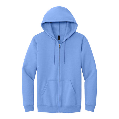 Gildan 18600 custom full-zip hoodie in carolina blue, front view