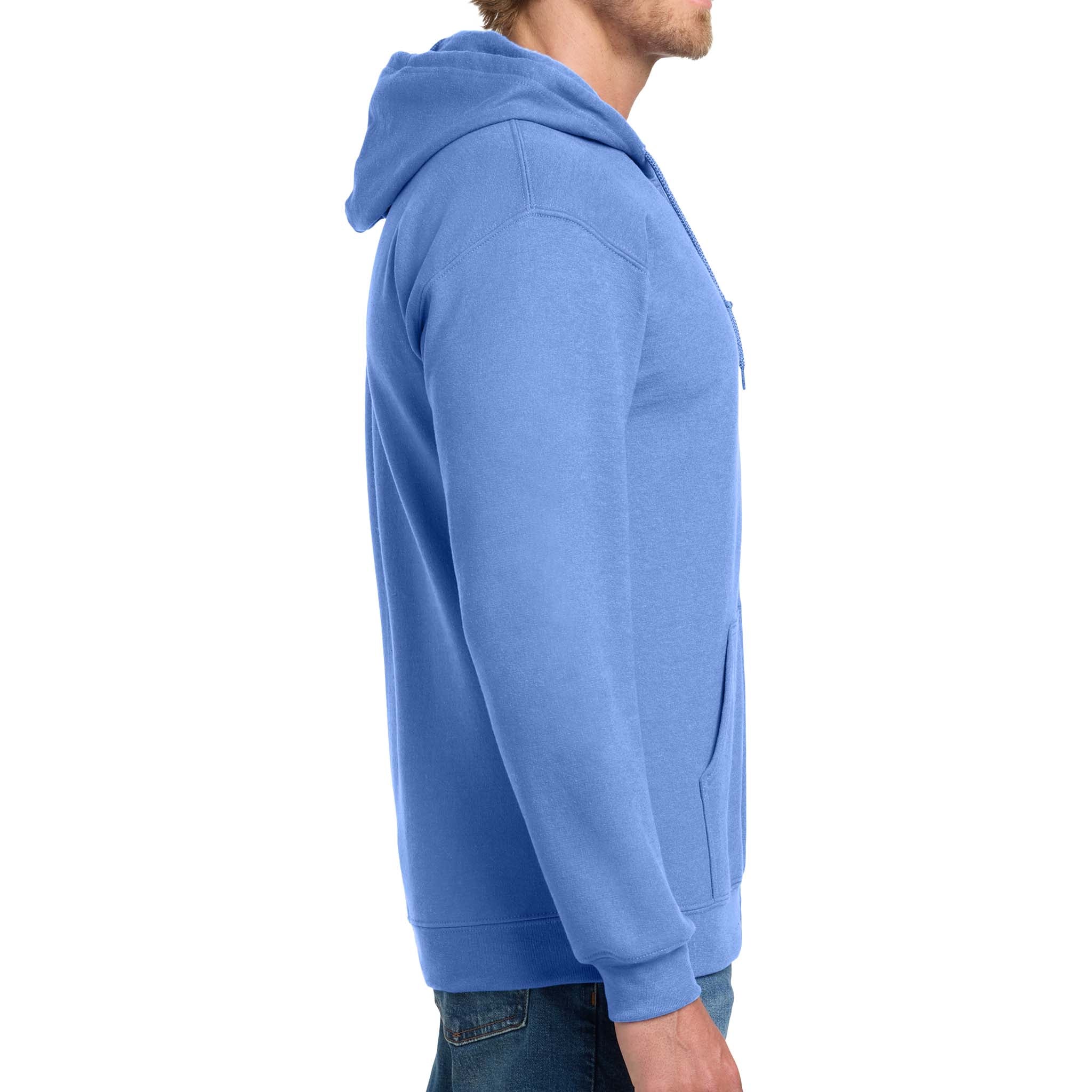 Gildan 18600 custom full-zip hoodie in carolina blue, right side view
