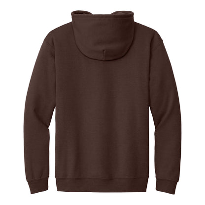 Gildan 18600 custom full-zip hoodie in dark chocolate, back view