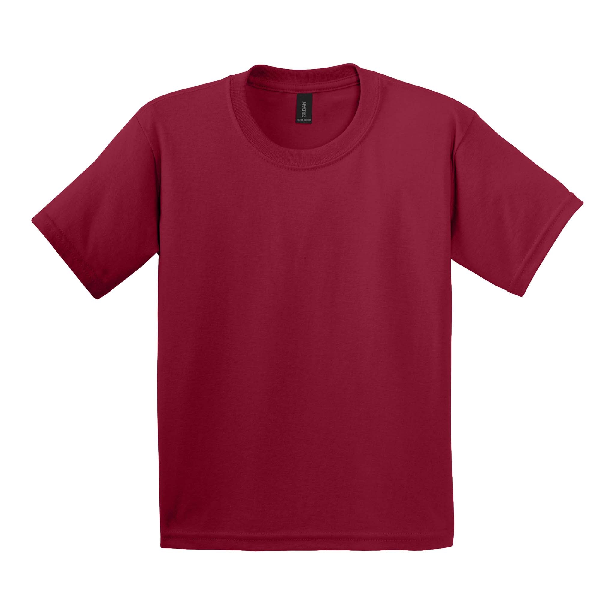 Gildan 2000B custom short sleeve t-shirt in cardinal red, front view