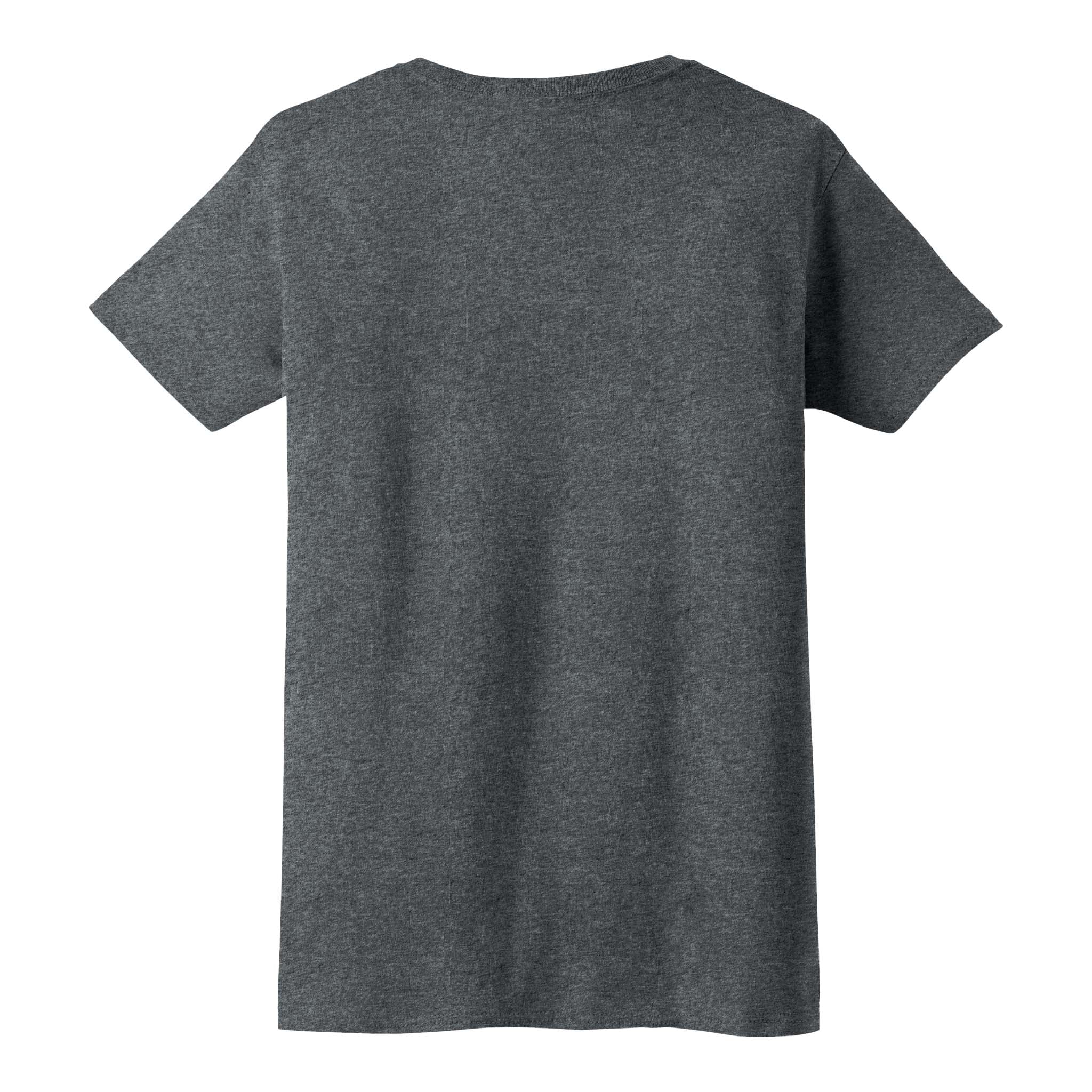 Gildan 2000L custom short sleeve t-shirt in dark heather, back view