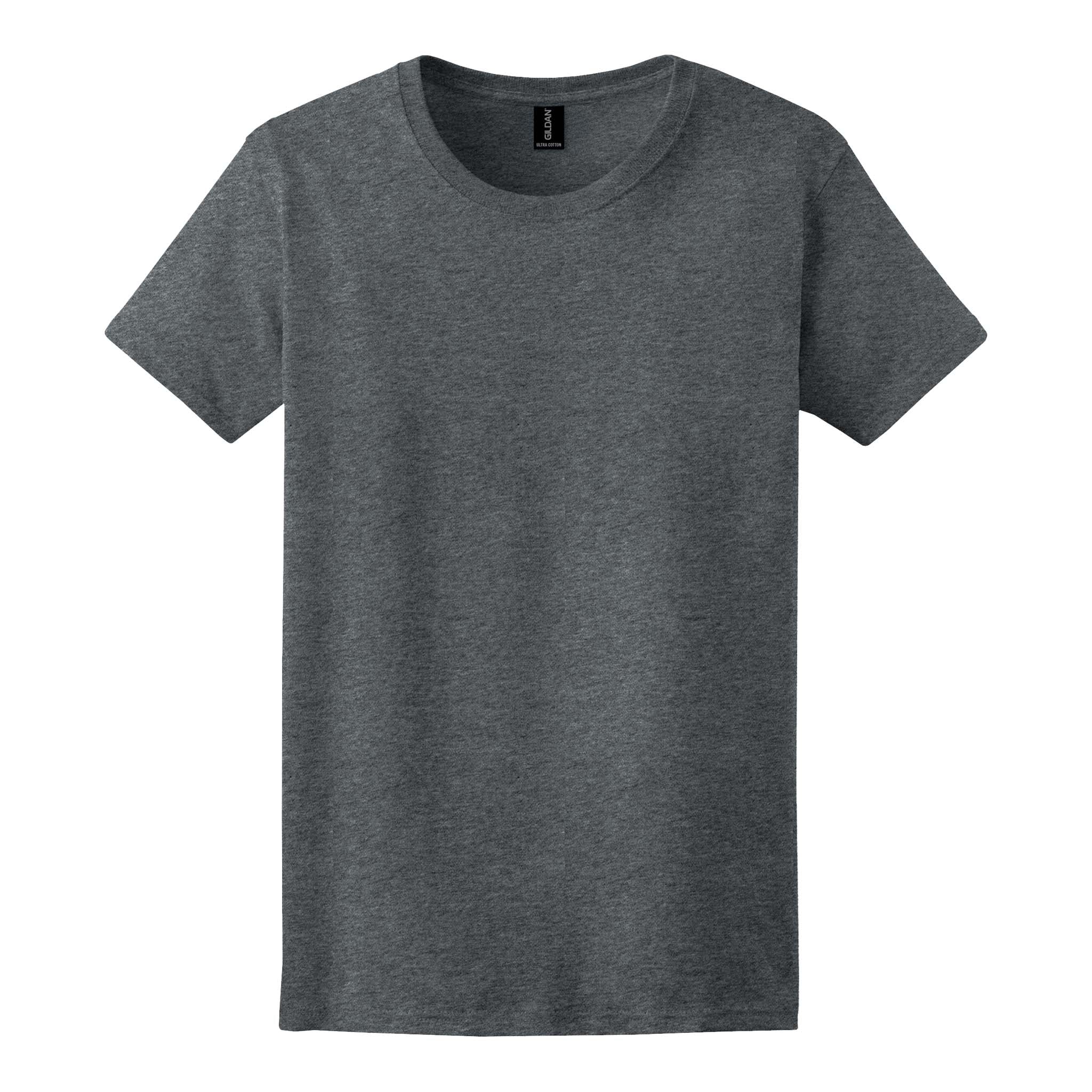 Gildan 2000L custom short sleeve t-shirt in dark heather, front view