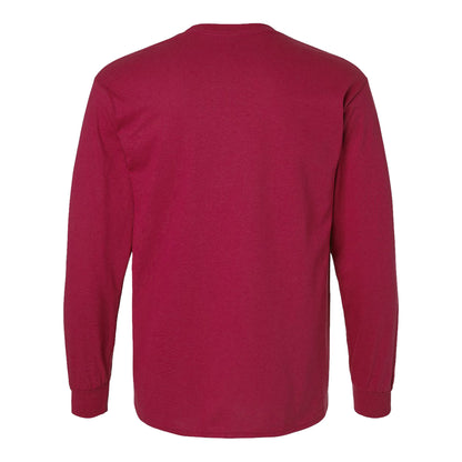 Gildan 2400 custom long sleeve t-shirt in cardinal red, back view