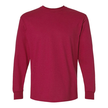 Gildan 2400 custom long sleeve t-shirt in cardinal red, front view