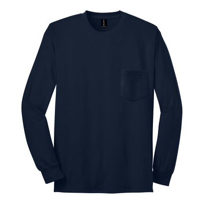 Gildan 2410 custom long sleeve t-shirt in navy, front view