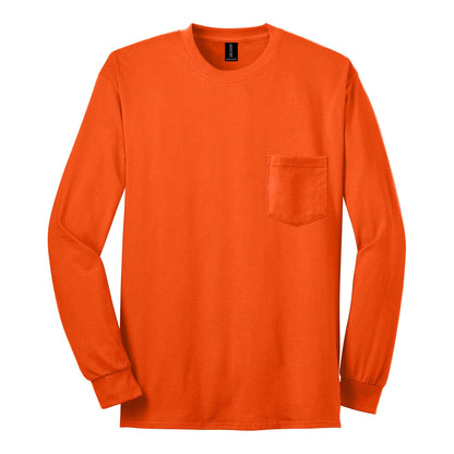 Gildan 2410 custom long sleeve t-shirt in s. orange, front view