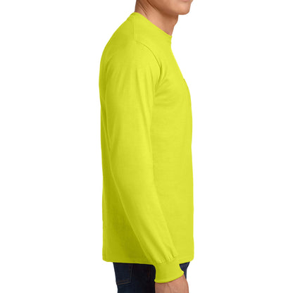 Gildan 2410 custom long sleeve t-shirt in safety green, right side view