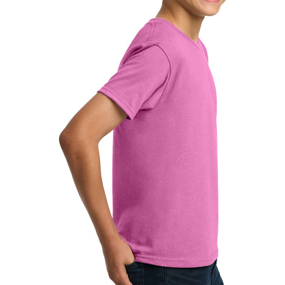 Gildan 5000B custom short sleeve t-shirt in azalea, right side view