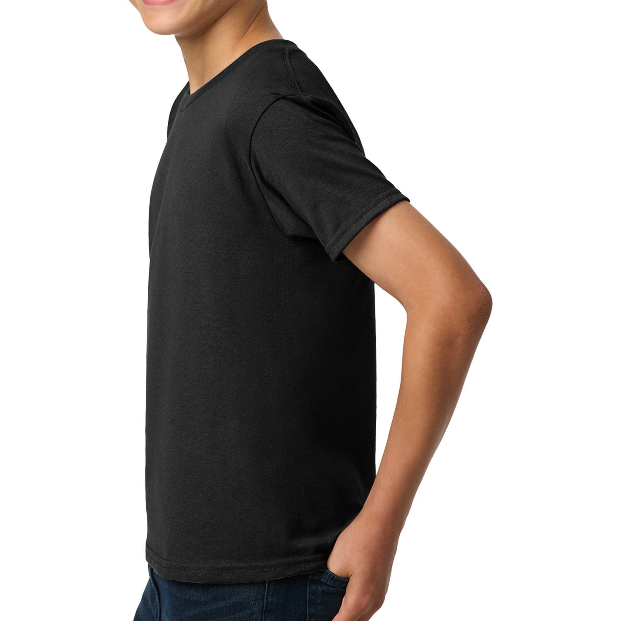 Gildan 5000B custom short sleeve t-shirt in black, left side view