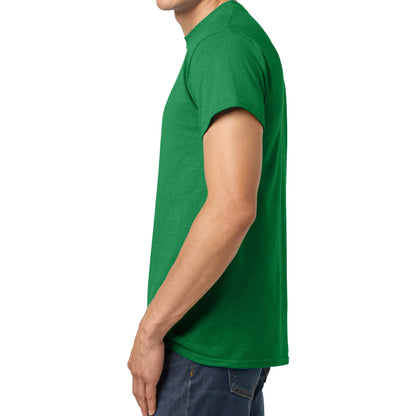 Gildan 5000 custom short sleeve t-shirt in antique irish green, left side view