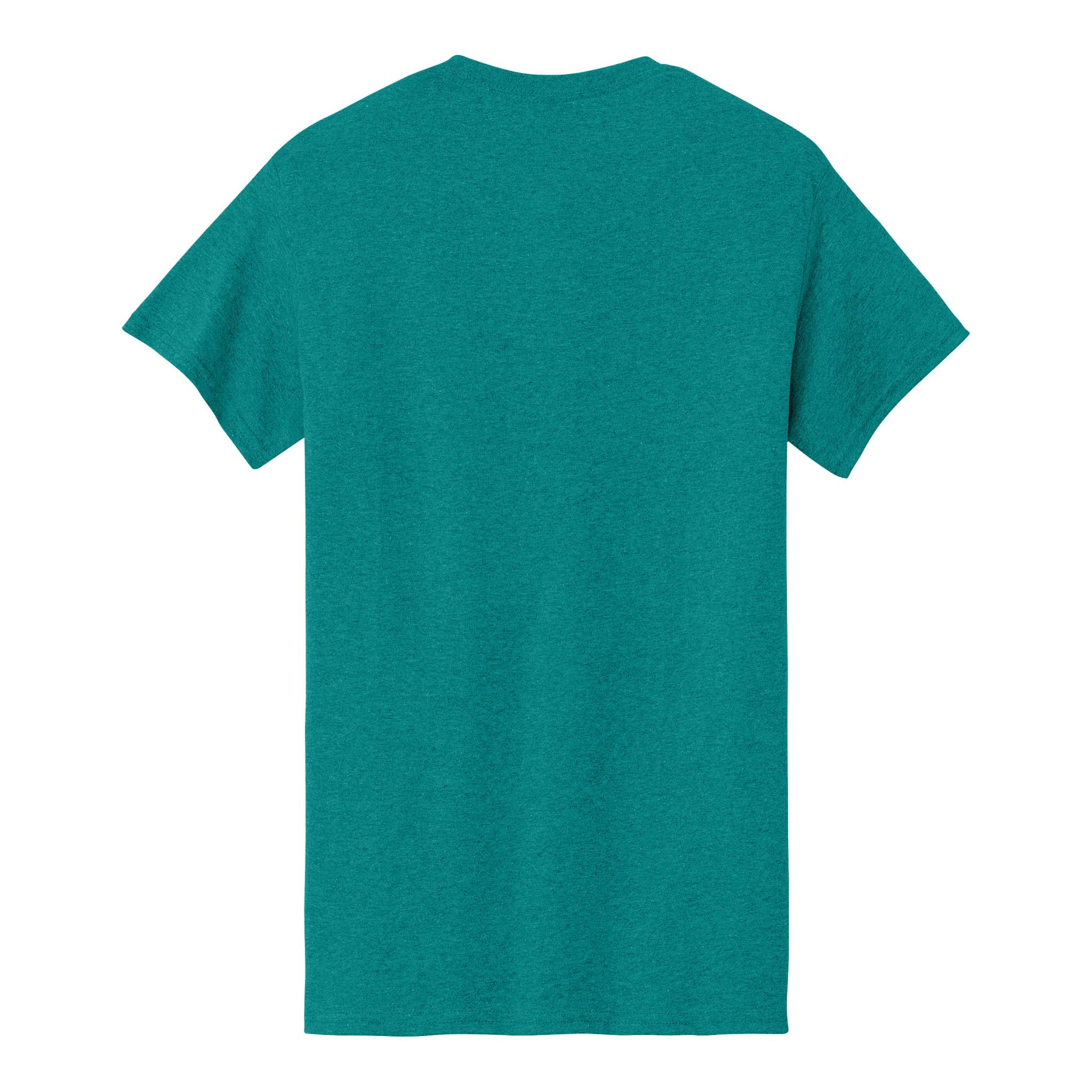 Gildan 5000 custom short sleeve t-shirt in antique jade dome, back view