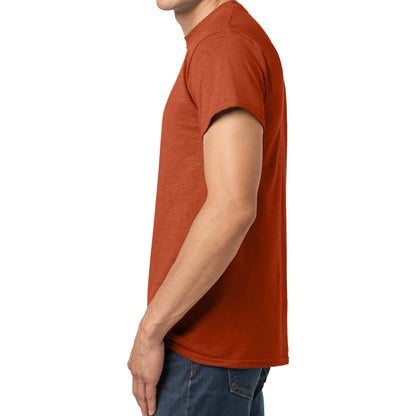 Gildan 5000 custom short sleeve t-shirt in antique orange, left side view