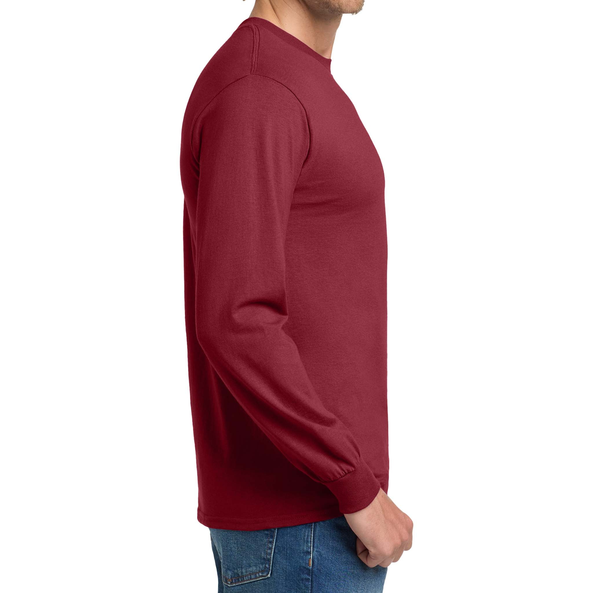 Gildan 5400 custom long sleeve t-shirt in cardinal red, right side view