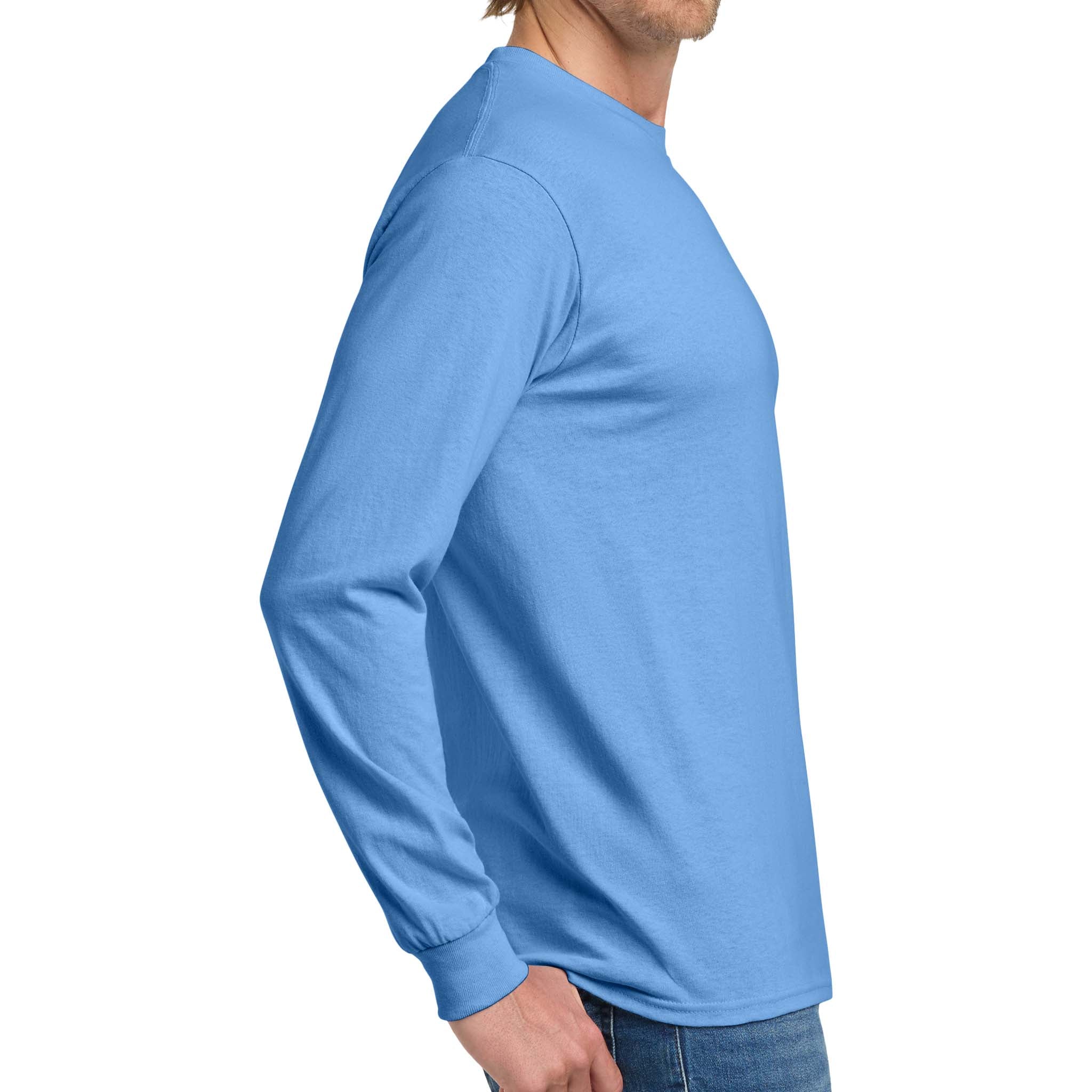 Gildan 5400 custom long sleeve t-shirt in carolina blue, right side view
