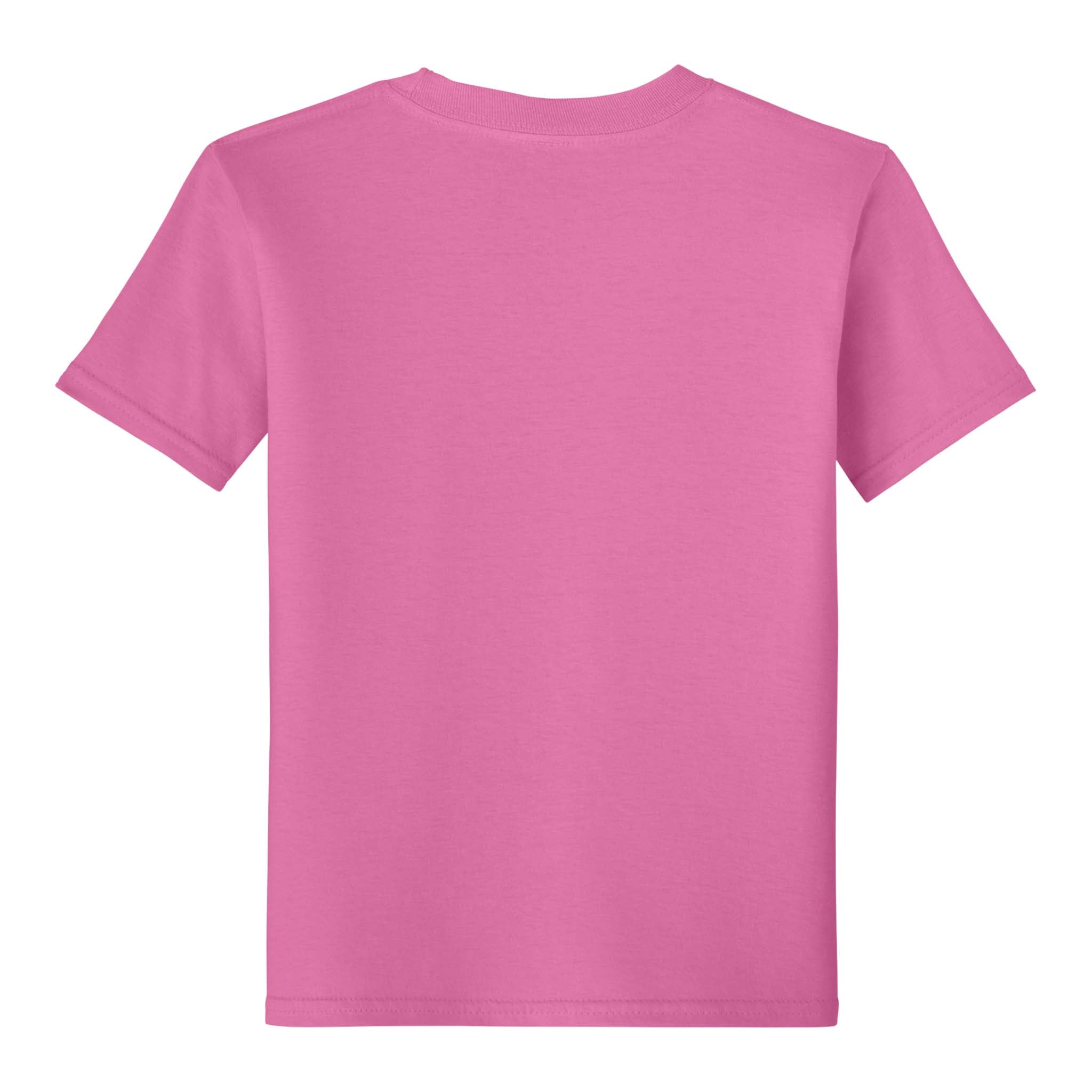 Gildan 64000B custom short sleeve t-shirt in azalea, back view