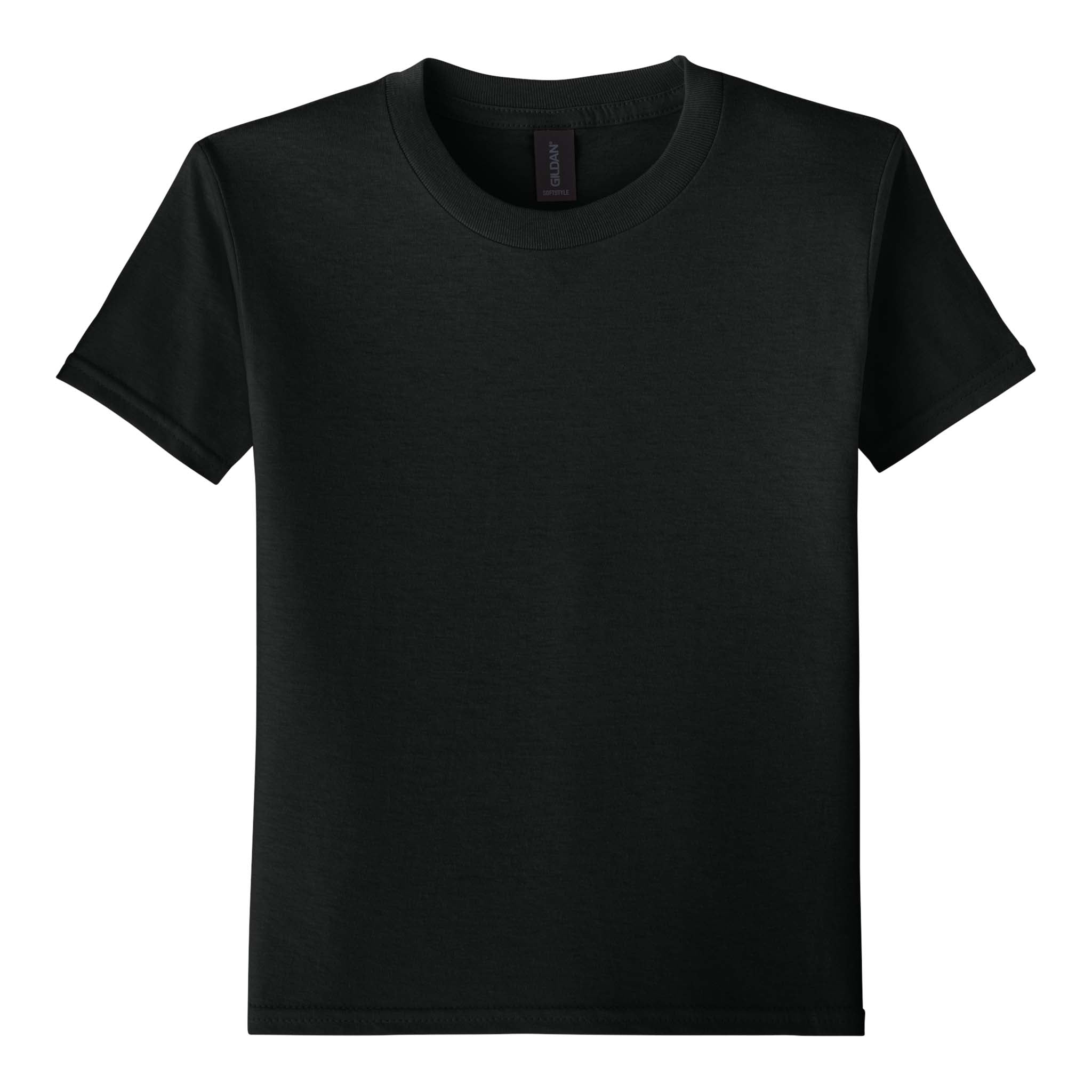 Gildan 64000B custom short sleeve t-shirt in black, front view