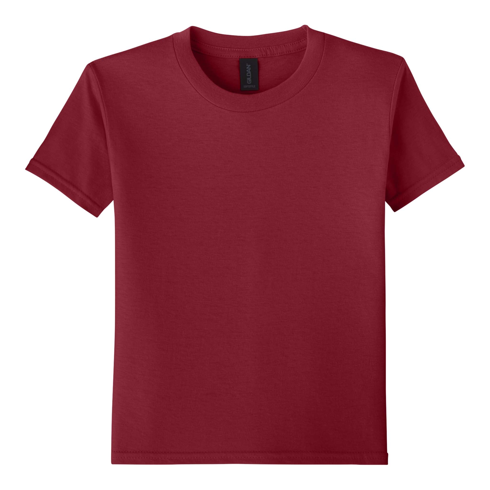 Gildan 64000B custom short sleeve t-shirt in cardinal red, front view