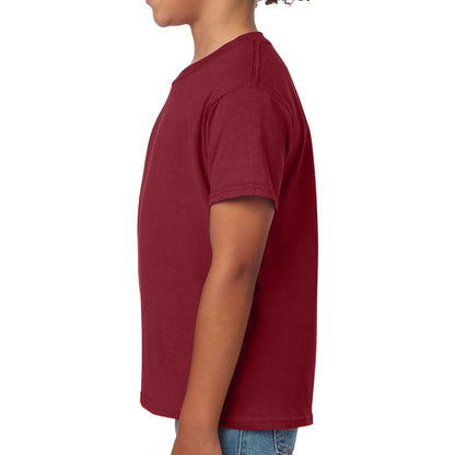 Gildan 64000B custom short sleeve t-shirt in cardinal red, left side view
