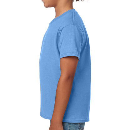 Gildan 64000B custom short sleeve t-shirt in carolina blue, left side view