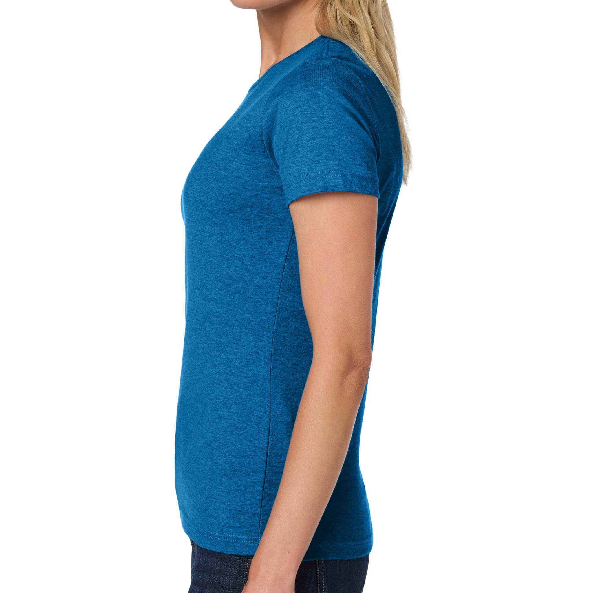 Gildan 64000L custom short sleeve t-shirt in antique sapphire, left side view