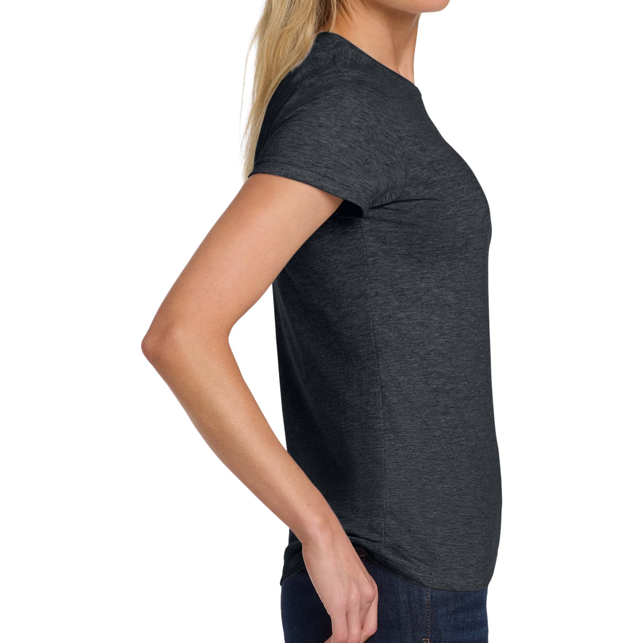 Gildan 64000L custom short sleeve t-shirt in dark heather, right side view
