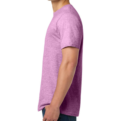 Gildan 64000 custom short sleeve t-shirt in heather radiant orchid, left side view