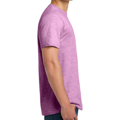 Gildan 64000 custom short sleeve t-shirt in heather radiant orchid, right side view