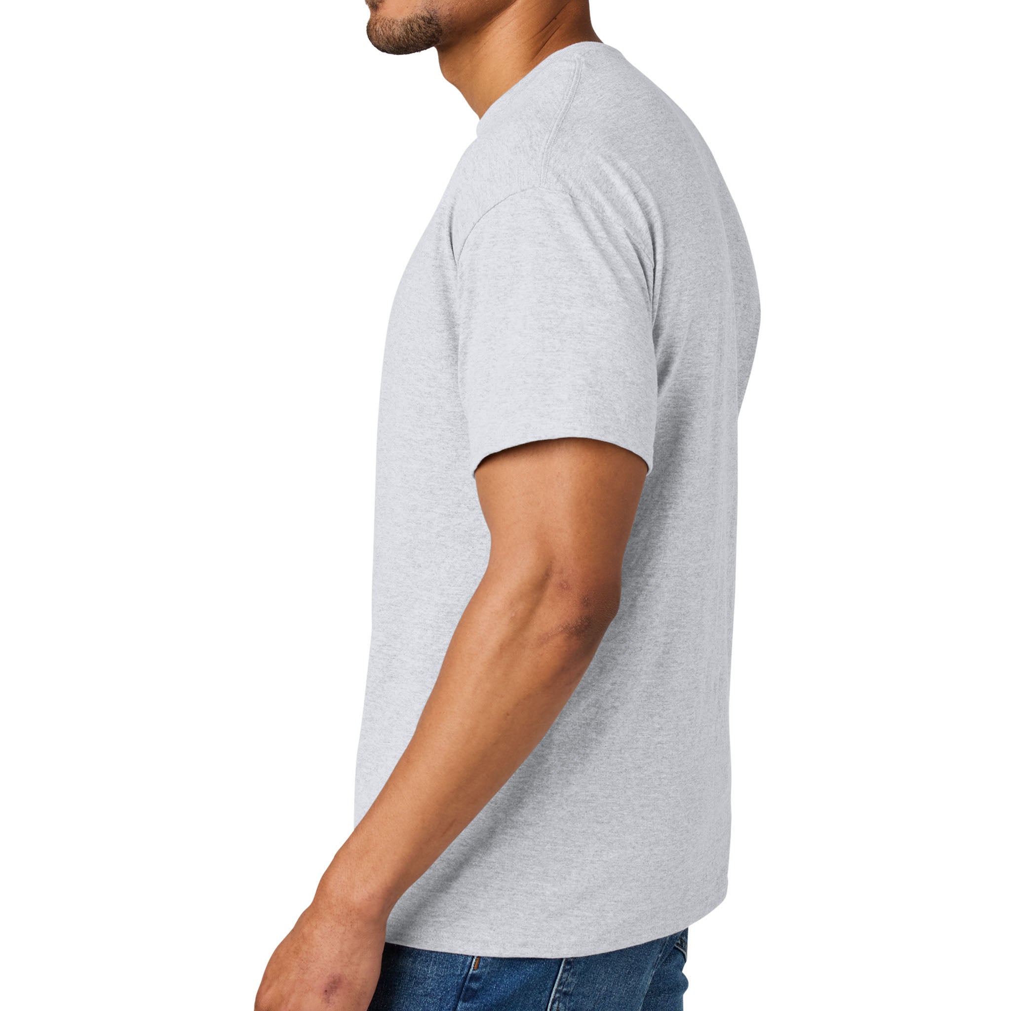 Gildan 8000 custom long sleeve t-shirt in ash, left side view