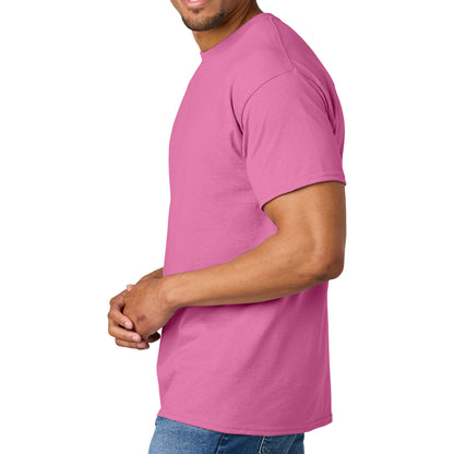 Gildan 8000 custom long sleeve t-shirt in azalea, left side view