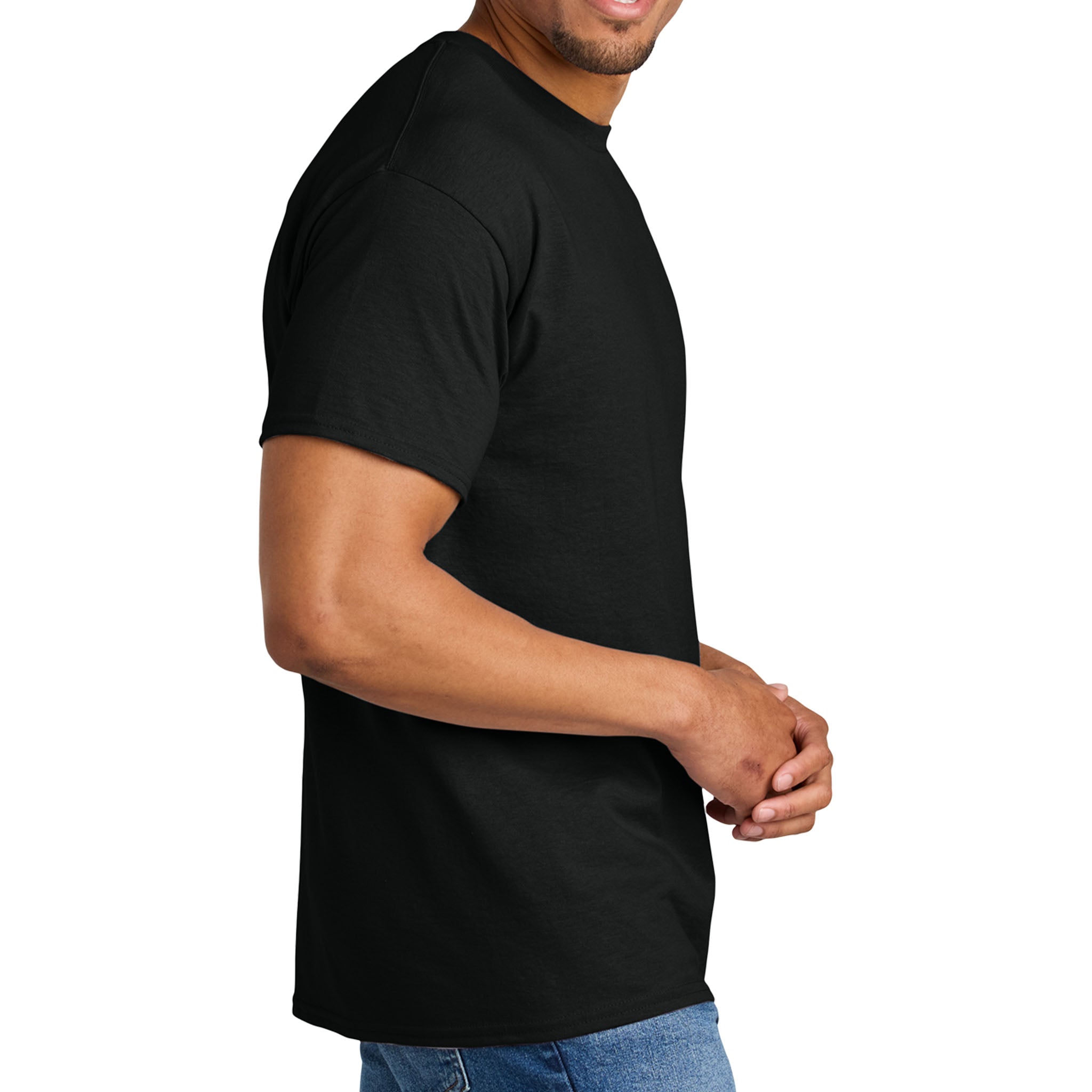 Gildan 8000 custom long sleeve t-shirt in black, right side view