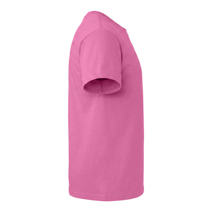 Gildan 8000 custom short sleeve t-shirt in azalea, right side view