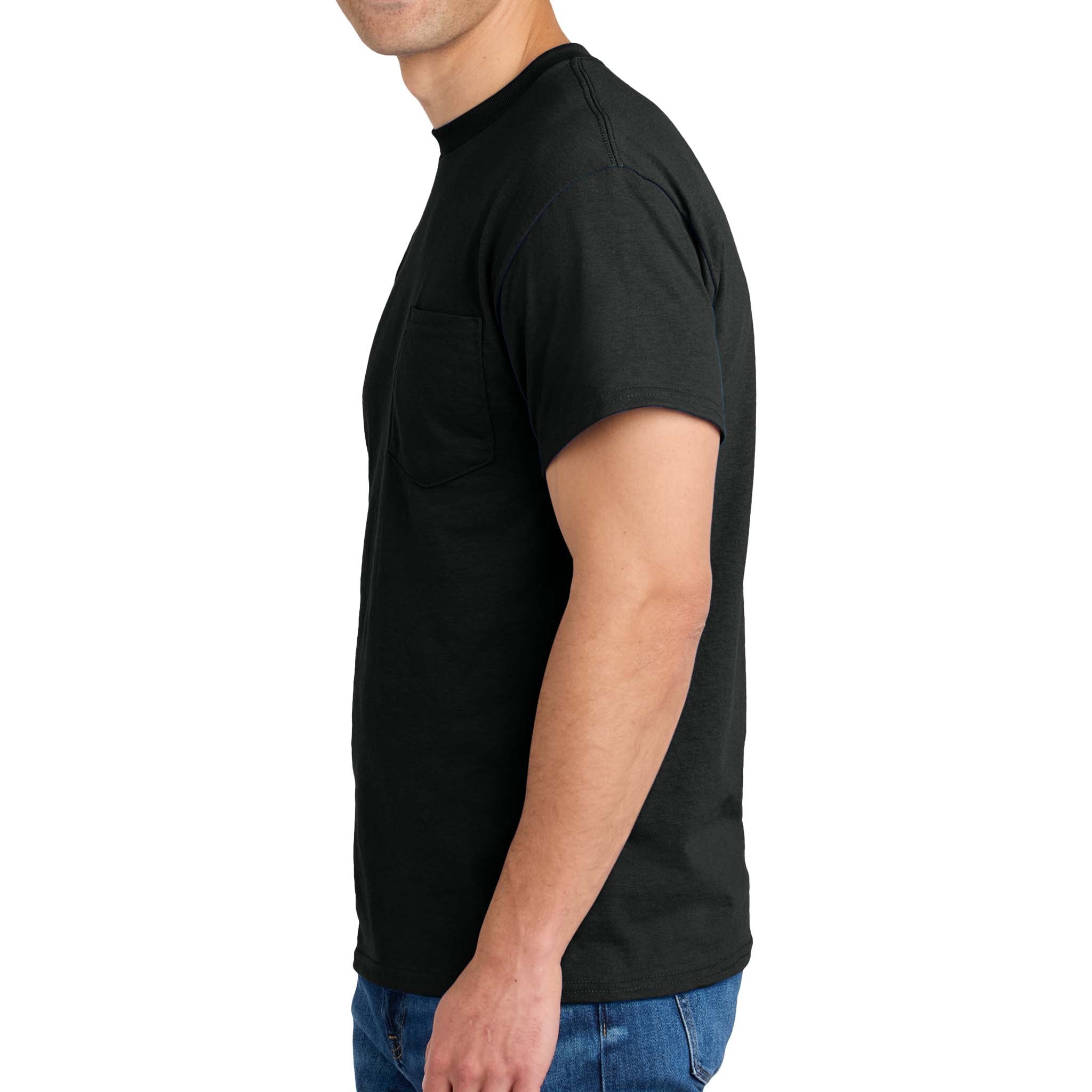 Gildan 8300 custom short sleeve t-shirt in black, left side view
