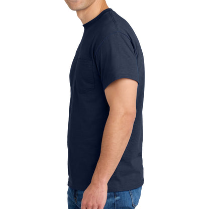 Gildan 8300 custom short sleeve t-shirt in navy, left side view