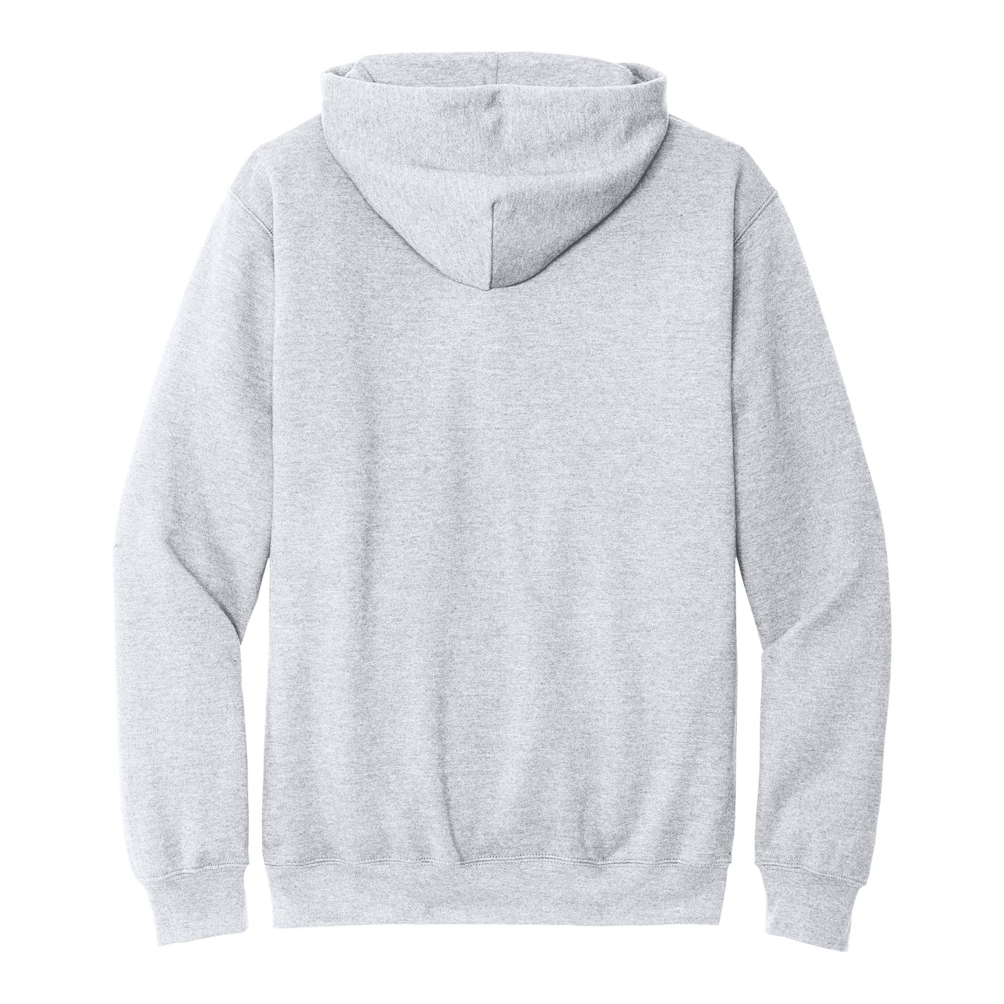 Gildan SF500 custom hoodie in ash grey, back view