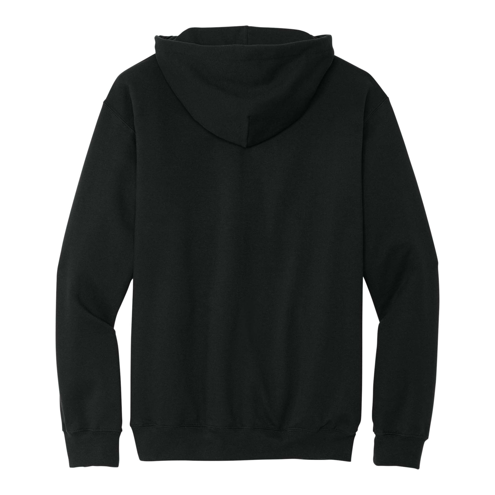 Gildan SF500 custom hoodie in black, back view
