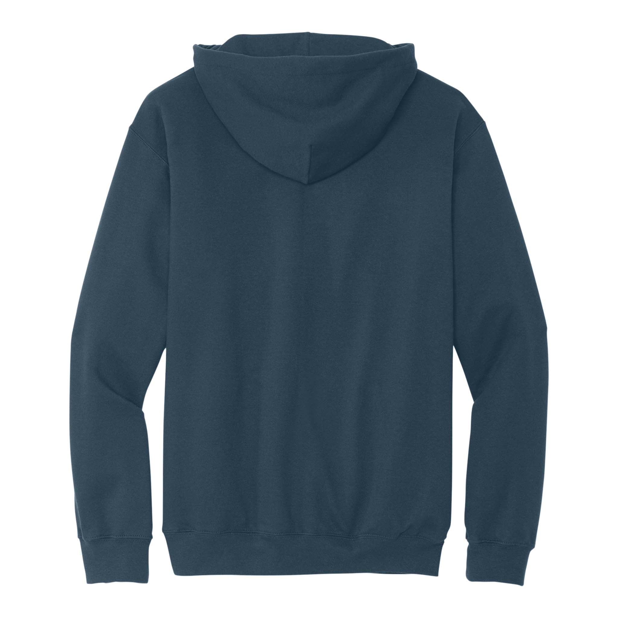 Gildan SF500 custom hoodie in blue dusk, back view