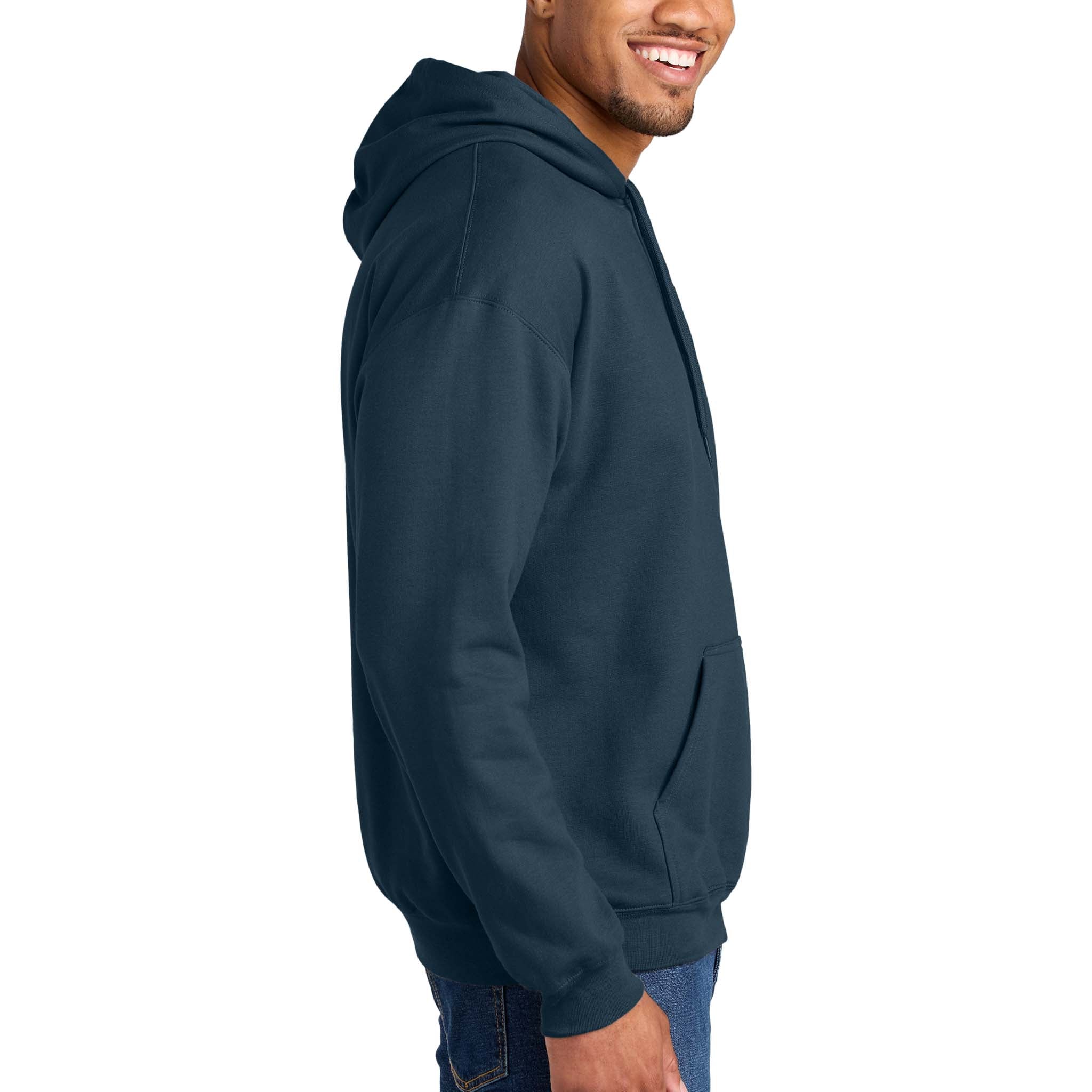 Gildan SF500 custom hoodie in blue dusk, right side view