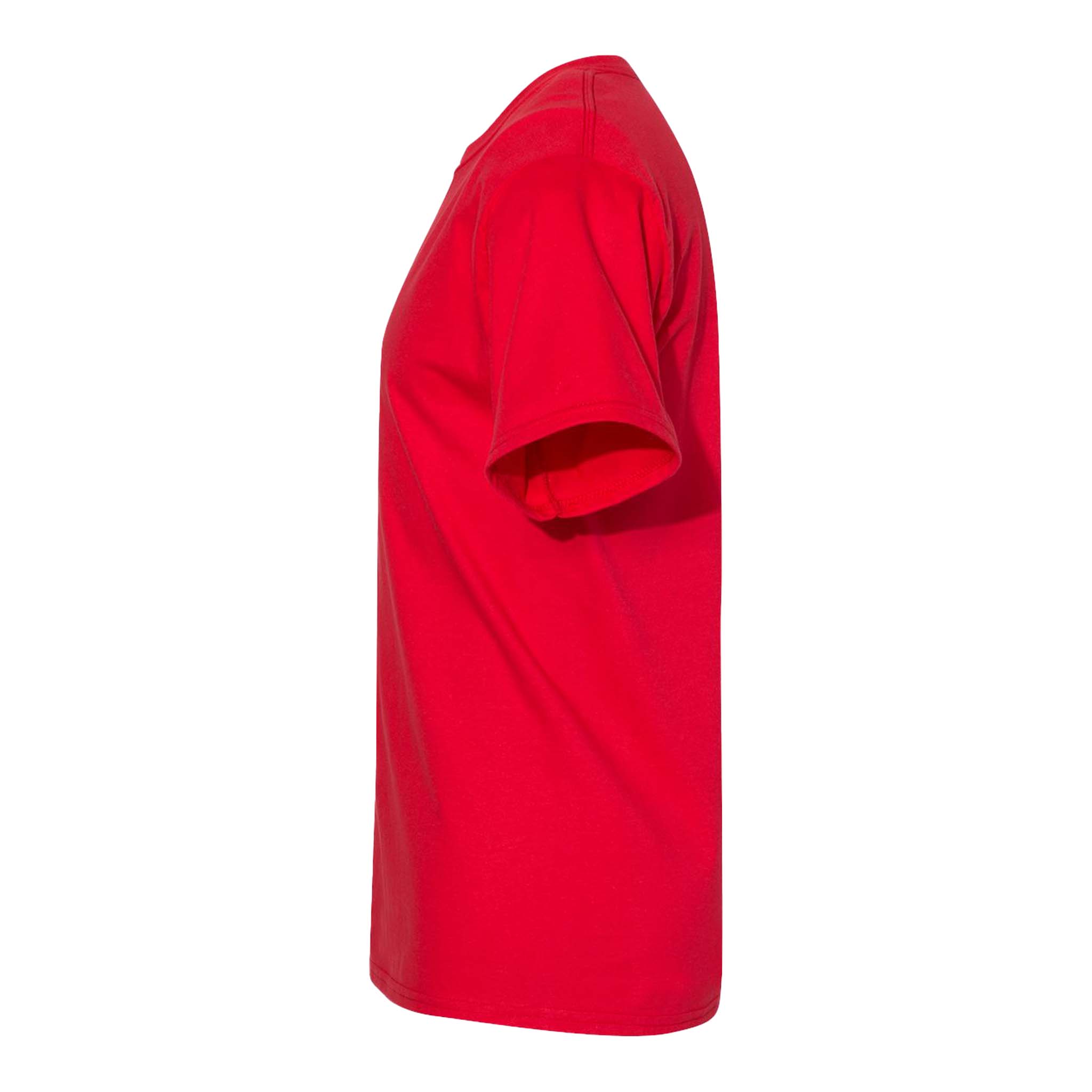 Hanes 5180 custom short sleeve t-shirt in athletic red, left side view